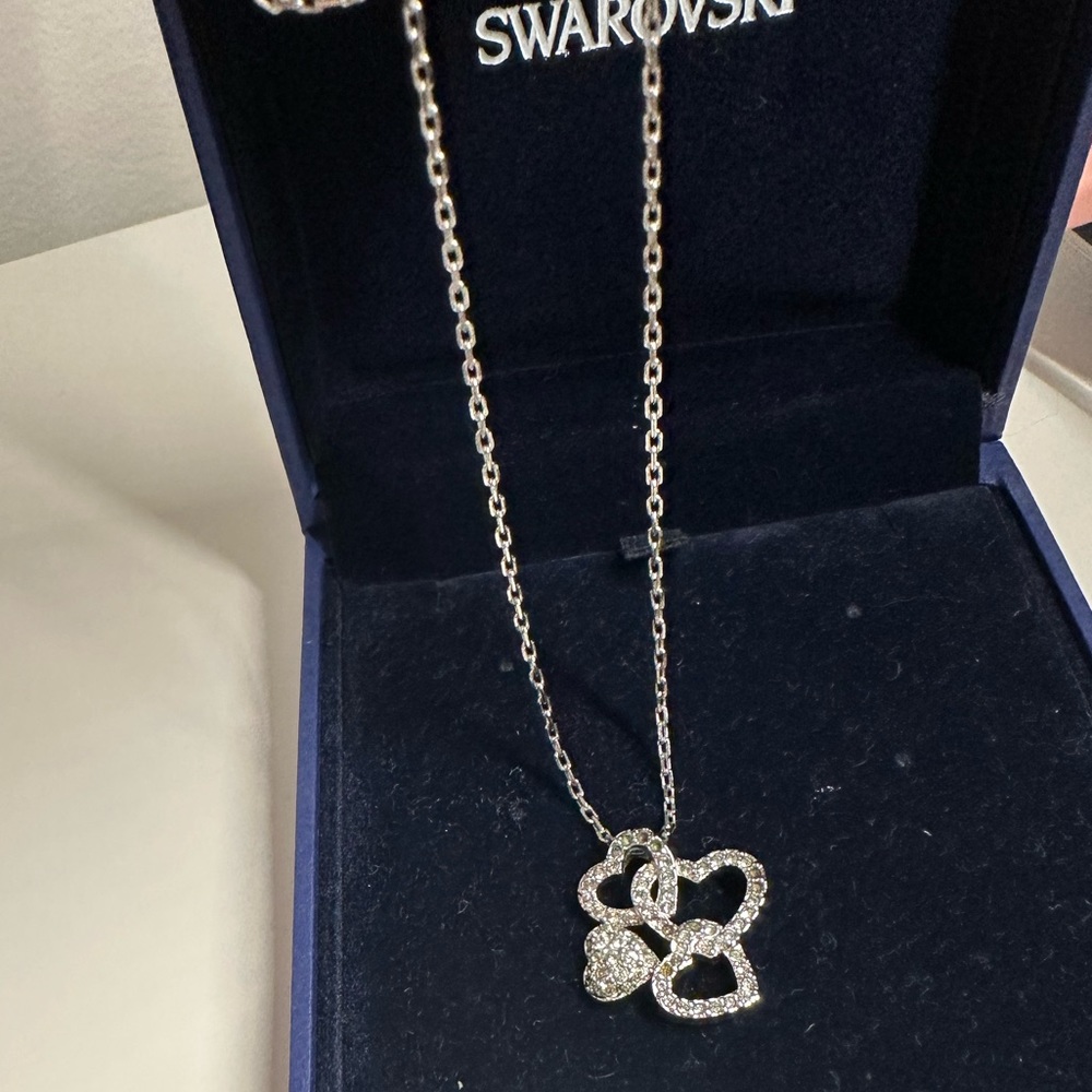Swarovski heart cluster sterling silver necklace